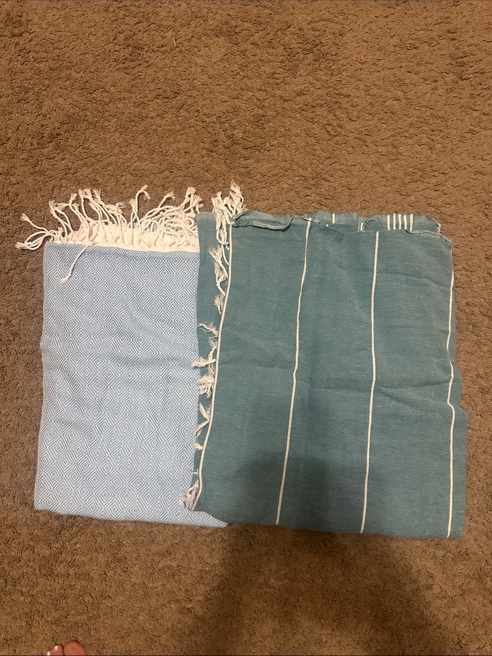 Blue Striped & Diamond Weave Turkish beach Towels
